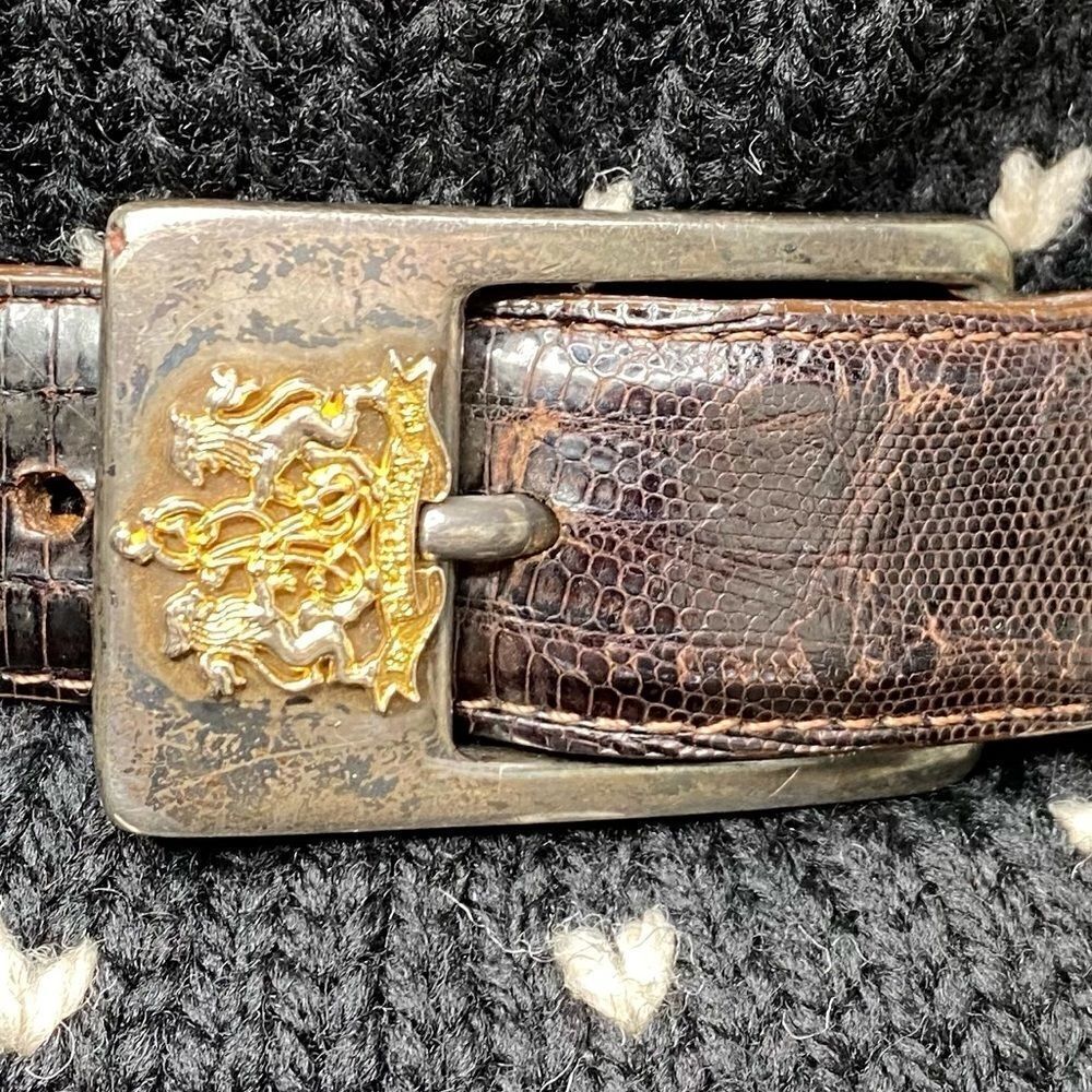 Ralph Lauren Vintage Fall 1991 Lizard Belt w/925 Sterling Silver Crest Buckle
